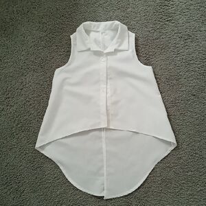 Girls High Low White Sleeveless Top W Bows